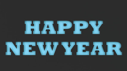 Blue Happy New Year words cut in black paper