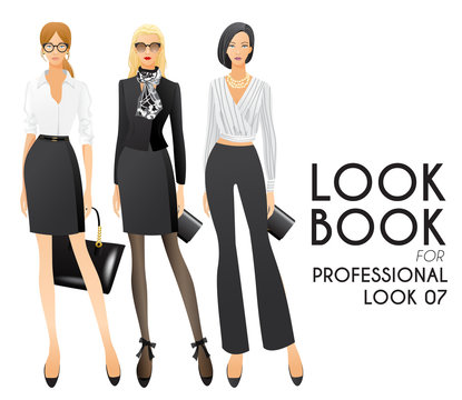 Body Template with Outfits and Accessories for Professional Look : Vector Illustration