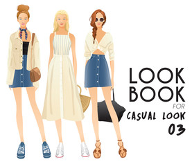 Body Template with Outfits and Accessories for Casual Look : Vector Illustration