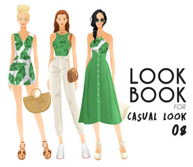 Body Template with Outfits and Accessories for Casual Look : Vector Illustration