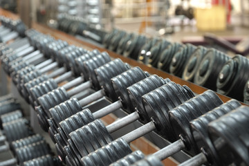 Obraz premium Barbells on a stand