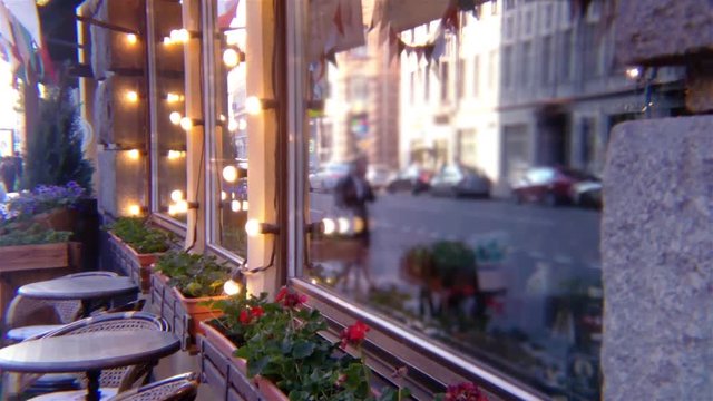 cafe exterior light reflection