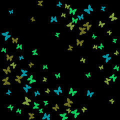 Summer Background with Colorful Butterflies. Simple Feminine Pattern for Card, Invitation, Print. Trendy Decoration with Beautiful Butterfly Silhouettes. Vector Background with Moth