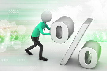 3d man pushing percent sign