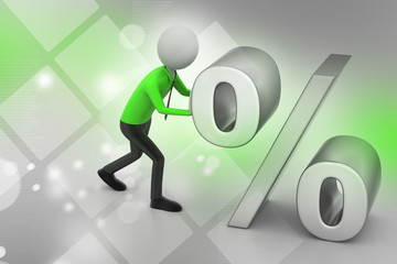 3d man pushing percent sign