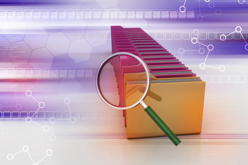 Magnifying glass with file folder