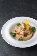 Good serving of couscous cousins with meat and vegetables