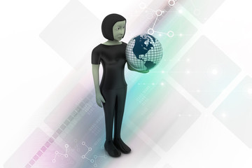 woman is holding world globe