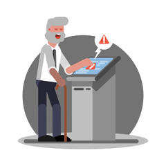 Old man have troudle by using ATM