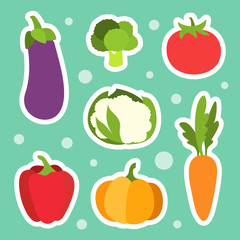 Collection of cartoon cute vegetables stickers