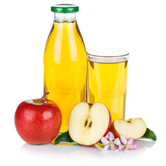 Apfelsaft Apfel Saft Äpfel Flasche Fruchtsaft Quadrat freigestellt isoliert