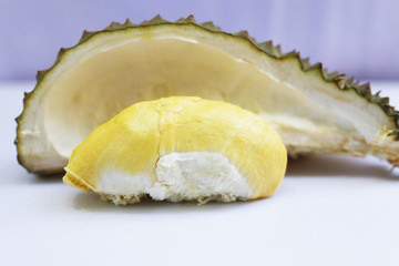 King of fruits Durian in the white background
