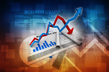 3d illustration inflation and deflation graph
