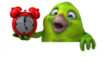 Fun green bird - 3D Illustration