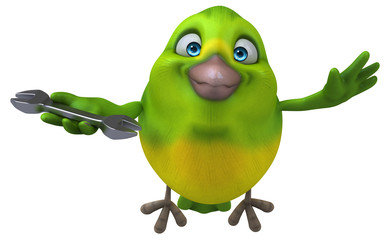 Fun green bird - 3D Illustration