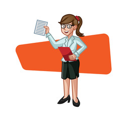 Business woman holding a paper vector