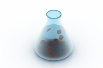 Conical flask with blood cell