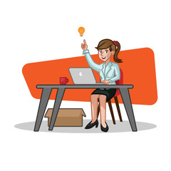 Business woman behind the desk vector