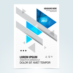 Brochure template design magazine cover, flyer print size A4 booklet business report, triangles geometric abstract