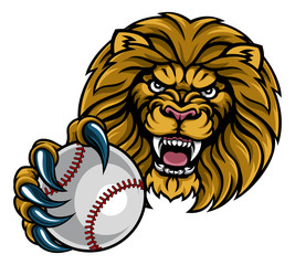 Lion Baseball Ball Sports Mascot