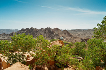 Ruins of the abandoned mud brick city Kharanaq near the ancient city Yazd in Iran