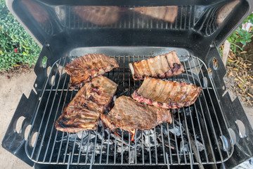 barbecue with ribs and steak