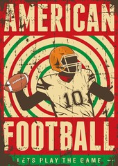 American Football Rugby Sport Retro Pop Art Poster Signage