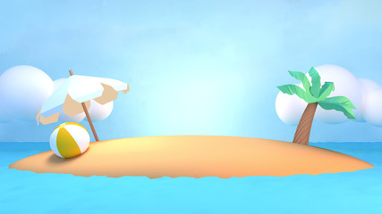 Fototapeta na wymiar Cartoon tropical island. 3d rendering picture.