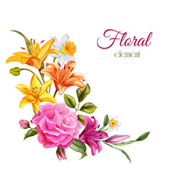 Obraz na płótnie Canvas Vector watercolor lily rose flower wedding card
