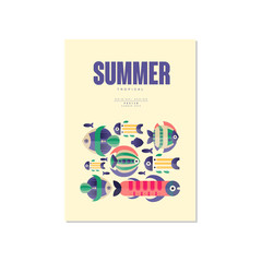 Summer poster, trendy seasonal background for pbanner, flayer, postcard, cover, brochure, prints, invitation vector Illustration
