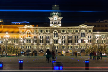 Naklejka premium Palaces of Trieste. Night of dreams in Piazza dell'Unità