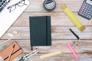 Blogging or writing concept flat lay with pen and paper