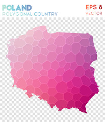 Fototapeta premium Poland polygonal map, mosaic style country. Alluring low poly style, modern design. Poland polygonal map for infographics or presentation.