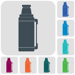 Thermos container icon, camping and hiking equipment