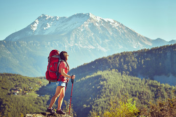 Fototapeta premium Traveling is a tourist route with a backpack