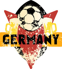 Soccer / Football fictional grungy emblem with soccer ball and beer,germany, vector illustration