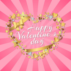 Happy Valentines Day Poster Inscription in Hearts