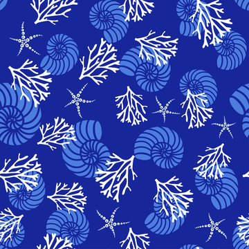 pattern with corals and shells