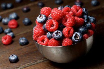 raspberries and blueberries