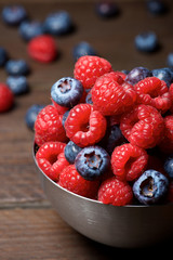 raspberries and blueberries