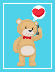 Plush Bear Toy Speaking on Telephone with his Love