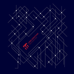 Abstract architecture lines dimensional structure on dark blue background.