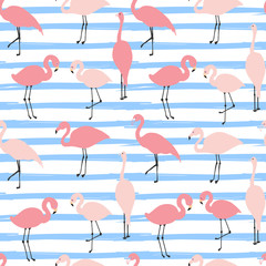 stripe broad and flamingos seamless