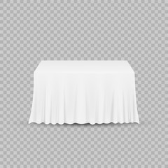 Table with tablecloth isolated on a transparent background. Vector illustration.