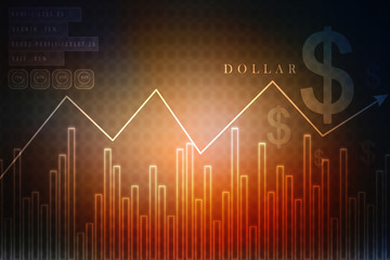 2d rendering Stock market online business concept. business Graph 