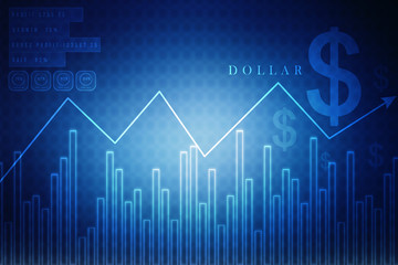 2d rendering Stock market online business concept. business Graph 