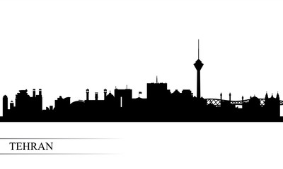 Tehran city skyline silhouette background