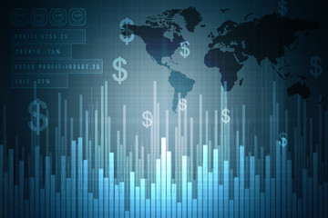 2d rendering Stock market online business concept. business Graph 