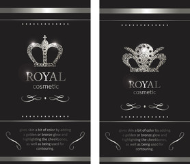 Silver crown. Luxury label, emblem or packing. Logo design.