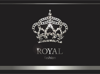 Silver crown. Luxury label, emblem or packing. Logo design.